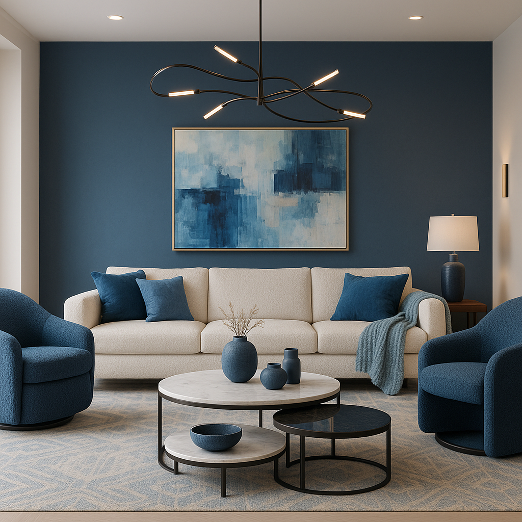 Sala de estar com sofá estofado